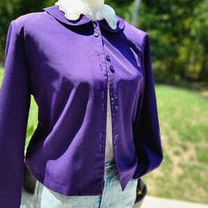 Authentic Vintage 80's cropped fall purple granny jacket grannycore